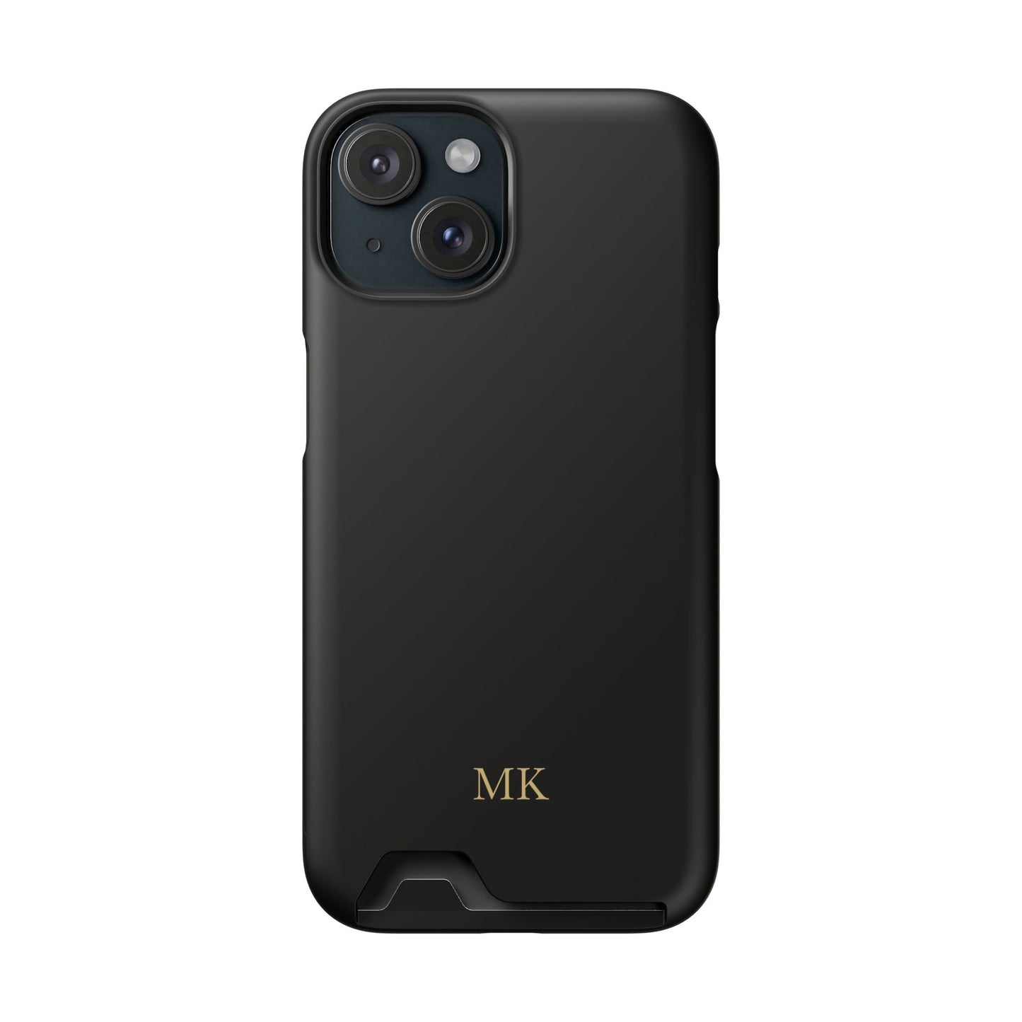 Personalized phone case with card holder for men, iPhone 15, matte finish
