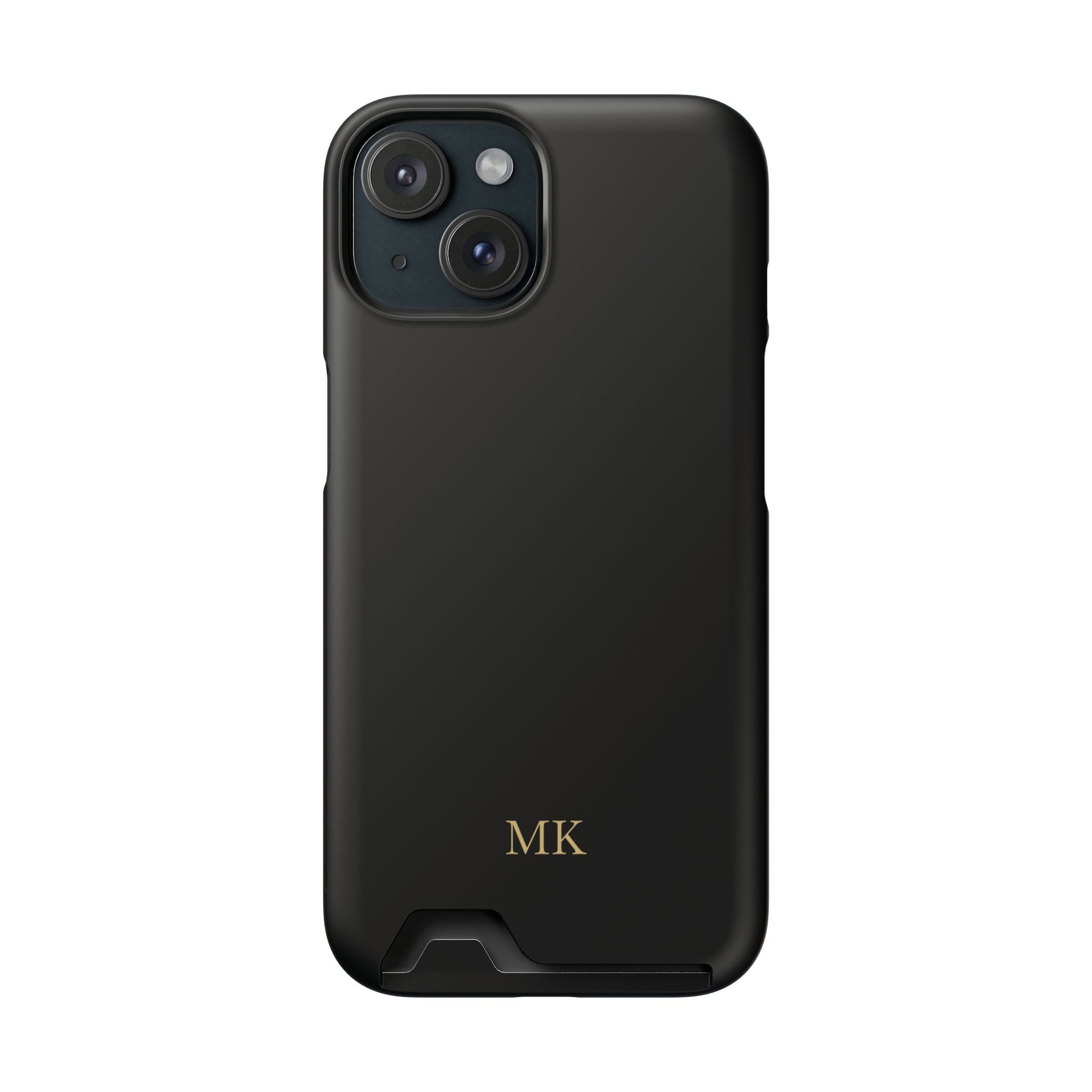 Personalized phone case with card holder for men, iPhone 15, matte finish