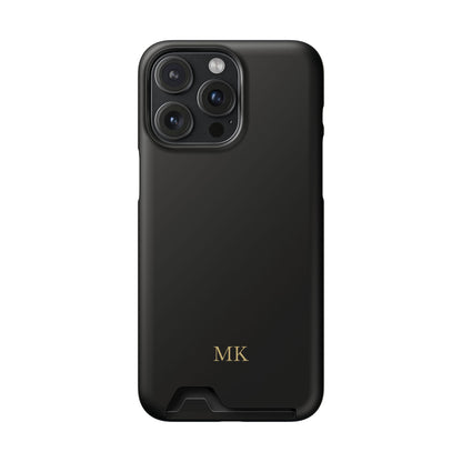 Personalized phone case with card holder for men, iPhone 15 Pro Max, matte finish