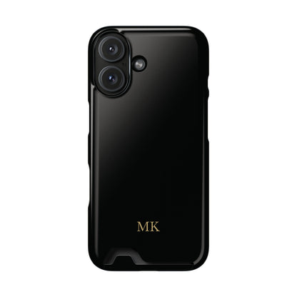Personalized phone case with card holder for men, iPhone 16, glossy finish