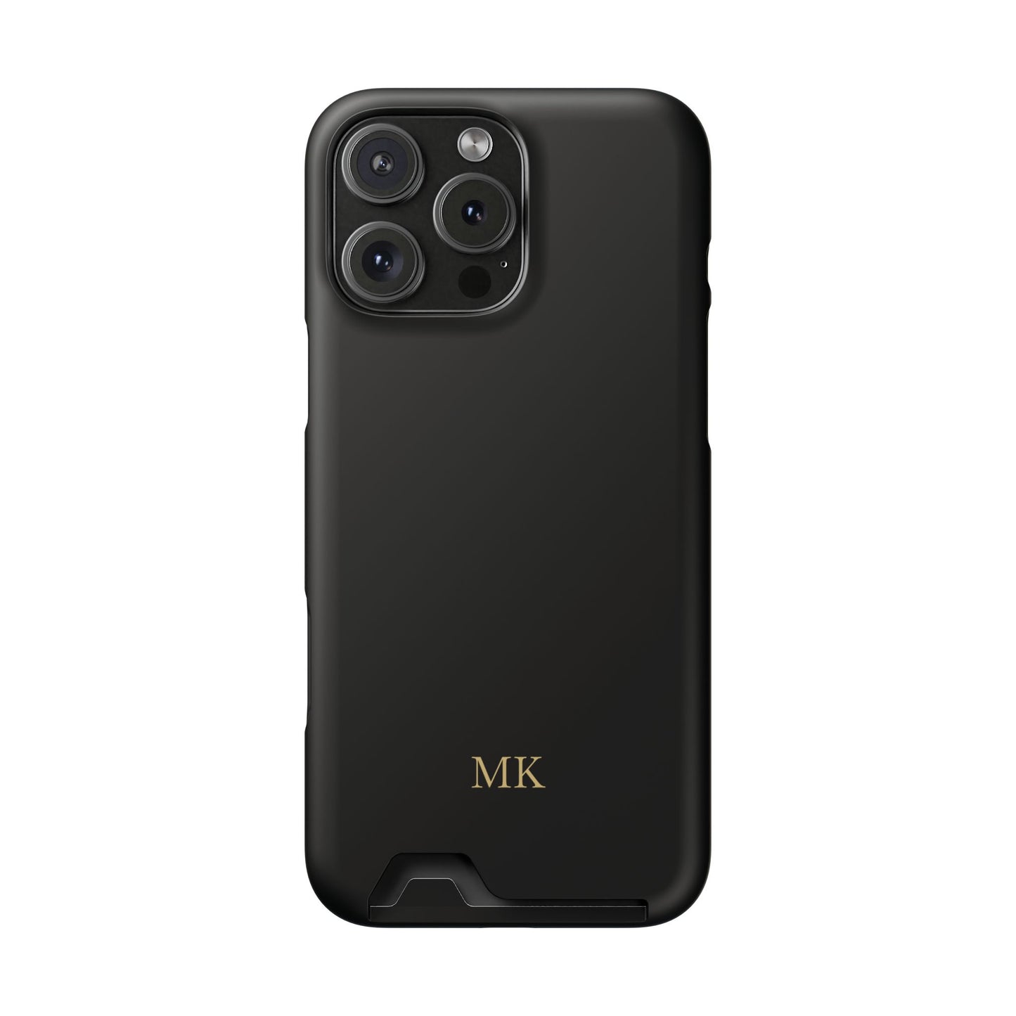 Personalized phone case with card holder for men, iPhone 16 Pro Max, matte finish