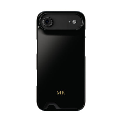 Personalized phone case with card holder for men, iPhone 17 Air, glossy finish