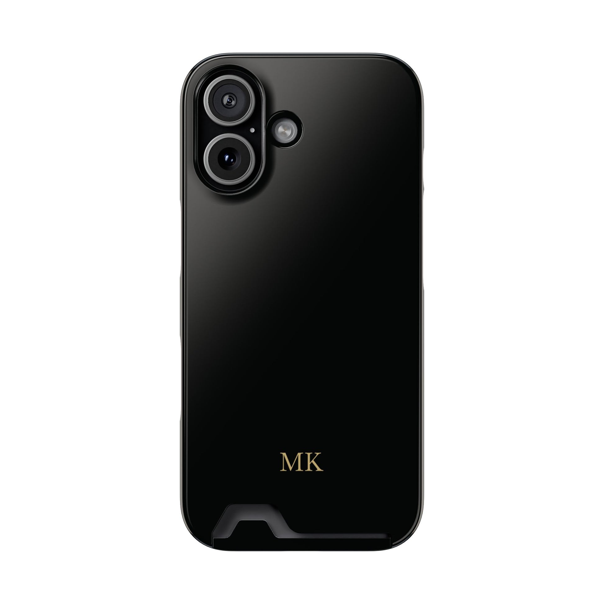 Personalized phone case with card holder for men, iPhone 17, glossy finish with gift packaging