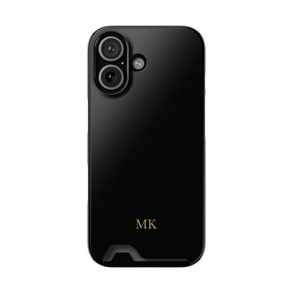 Personalized phone case with card holder for men, iPhone 17, glossy finish