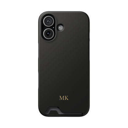 Personalized phone case with card holder for men, iPhone 17, matte finish