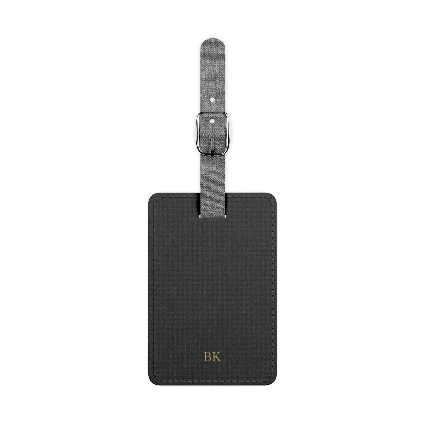 Personalized Saffiano luggage tag for men in textured finish with custom name