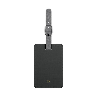 Personalized Saffiano luggage tag for men in textured finish with custom name