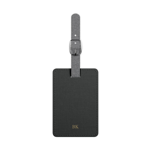 Personalized Saffiano luggage tag for men in textured finish with custom name
