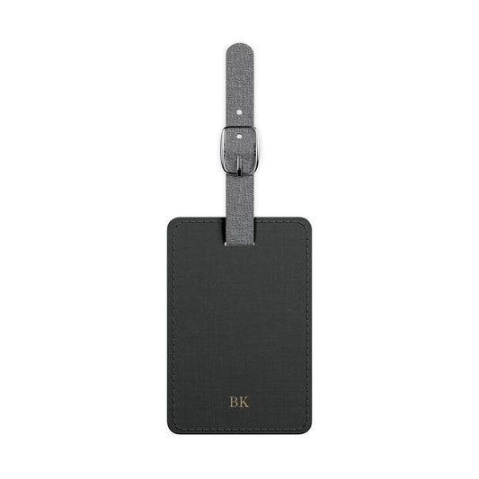 Personalized Saffiano luggage tag for men in textured finish with custom name
